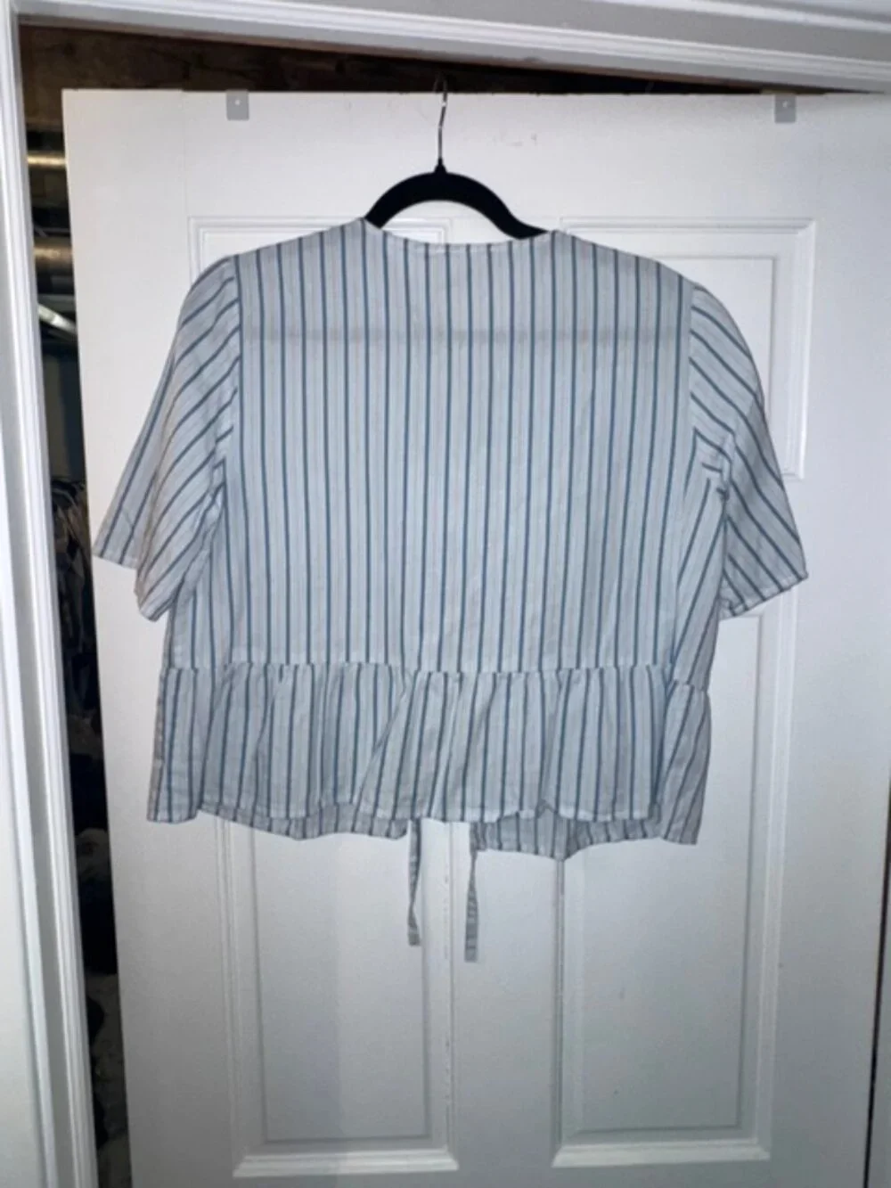 Sezane Ileana Blouse Shirt Top Blue Stripes Size 42 10 Medium - Picture 2 of 4